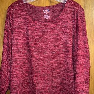 NWT Croft & Barrow XL Burgundy Heather Sweater, 3/4 Sleeves, Studded Bodice